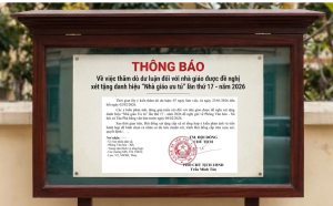 TÂN PHÚ: Thông báo về việc thăm dò dư luận đối với nhà giáo được đề nghị  xét tặng danh hiệu “Nhà giáo ưu tú” lần thứ 17 - năm 2026