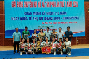 TRƯỜNG MẦM NON SƠN CA: VÔ ĐỊCH GIẢI BÓNG CHUYỀN HƠI XÃ TÂN PHÚ - KỶ NIỆM NGÀY QUỐC TẾ PHỤ NỮ