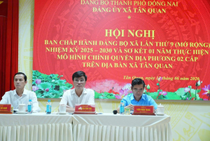 XÃ TÂN QUAN HỘI NGHỊ BCH ĐẢNG BỘ LẦN THỨ 9 (MỞ RỘNG), NHIỆM KỲ 2025 2030 Chiều ngày 12/6, Đảng ủy xã Tân Quan, thành phố Đồng Nai tổ chức Hội nghị Ban Chấp hành Đảng bộ lần thứ 9 (mở rộng), nhiệm kỳ 2025 – 2030 nhằm sơ kết tình hình thực hiện Nghị qu