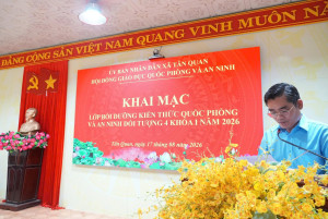XÃ TÂN QUAN KHAI GIẢNG LỚP BỒI DƯỠNG KIẾN THỨC QUỐC PHÒNG VÀ AN NINH ĐỐI TƯỢNG 4 NĂM 2026