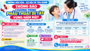 Phòng VH-XH xã Tân Quan Thông báo triển khai chương trình Phẫu thuật dị tật vùng hàm mặt
