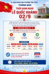 THÔNG BÁO LỊCH NGHỈ LỄ QUỐC KHÁNH 02/9/2026