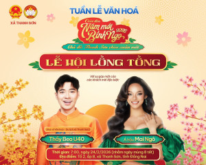 Banner thầy Beo U40 và Á hậu Mai Ngô Lễ Hội Lồng Tồng
