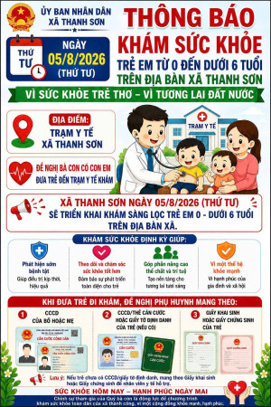 XÃ THANH SƠN TỔ CHỨC KHÁM SỨC KHỎE CHO TRẺ EM TỪ 0 ĐẾN 6 TUỔI