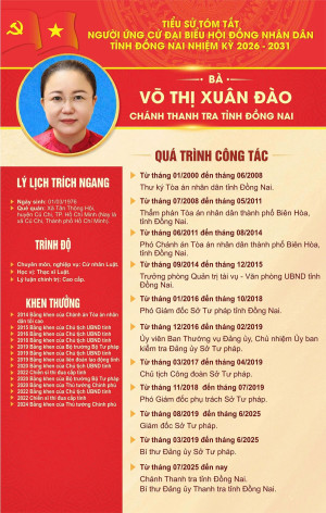 GIỚI THIỆU NGƯỜI ỨNG CỬ ĐẠI BIỂU HỘI ĐỒNG NHÂN DÂN TỈNH ĐỒNG NAI NHIỆM KỲ 2026 - 2031 TẠI ĐƠN VỊ BẦU CỬ SỐ 3