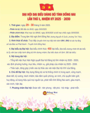 HƯỚNG VỀ ĐẠI HỘI ĐẠI BIỂU ĐẢNG BỘ TỈNH ĐỒNG NAI LẦN THỨ I, NHIỆM KỲ 2025 – 2030