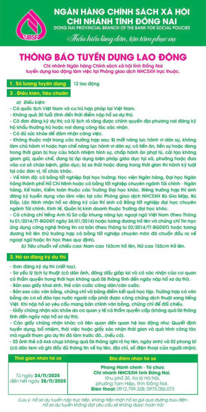 Thông báo tuyển dụng lao động