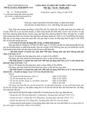 triển khai hướng dẫn chính sách thuế  đối với hộ, cá nhân...