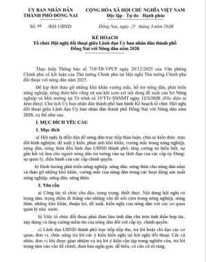 KẾ HOẠCH   Tổ chức Hội nghị đối thoại giữa Lãnh đạo Ủy ban nhân dân thành phố   Đồng Nai với Nông dân năm 2026