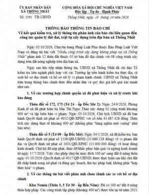THÔNG BÁO THÔNG TIN BÁO CHÍ