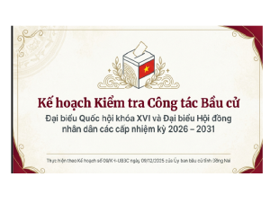 [Infographic] - Kê hoạch kiểm tra công tác bầu cử đại biểu Quốc hội khóa XVI và đại biểu Hội đồng nhân dân các cấp nhiệm kỳ 2026 - 2031 của Ủy ban bầu cử tỉnh Đồng Nai