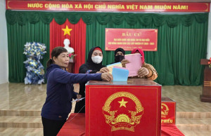 Hơn 100 cử tri đồng bào Chăm xã Thuận Lợi tham gia bầu cử