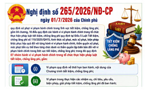 CHÍNH PHỦ BAN HÀNH NGHỊ ĐỊNH SỐ 265/2026/NĐ-CP NGÀY 01/7/2026 QUY ĐỊNH XỬ PHẠT VI PHẠM HÀNH CHÍNH TRONG LĨNH VỰC TIẾT KIỆM, CHỐNG LÃNG PHÍ