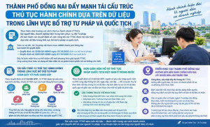 THÀNH PHỐ ĐỒNG NAI ĐẨY MẠNH TÁI CẤU TRÚC THỦ TỤC HÀNH CHÍNH DỰA TRÊN DỮ LIỆU TRONG LĨNH VỰC BỔ TRỢ TƯ PHÁP VÀ QUỐC TỊCH