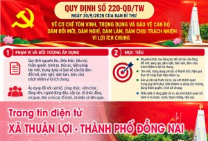 [Infographic] - QUY ĐỊNH SỐ 220-QĐ/TW NGÀY 30/9/2026 CỦA BAN BÍ THƯ. THỂ HIỆN CHỦ TRƯƠNG XÂY DỰNG ĐỘI NGŨ CÁN BỘ CHỦ ĐỘNG, SÁNG TẠO, DÁM NGHĨ, DÁM LÀM, DÁM CHỊU TRÁCH NHIỆM VÌ LỢI ÍCH CHUNG