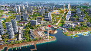 Phối cảnh khu Trung tâm chính trị - hành chính tỉnh Đồng Nai theo phương án đoạt giải nhất Cuộc thi Tuyển ý tưởng quy hoạch chuyển đổi công năng Khu công nghiệp Biên Hòa 1