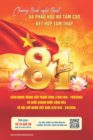 Chương trình nghệ thuật và bắn pháo hoa chào mừng kỷ niệm 81 năm Cách mạng Tháng Tám và Quốc khánh 2/9.
