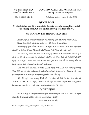 Công bố công khai bổ sung dự toán thu ngân sách nhà nước,...