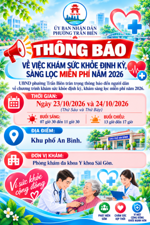 THÔNG BÁO Về việc khám sức khỏe định kỳ, sàng lọc miễn phí...