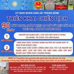 UBND xã Trảng Bom triển khai chiến dịch 90 ngày đêm xây dựng, hoàn thiện cơ sở dữ liệu đất đai