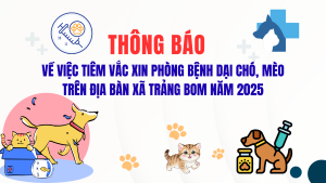 Thông báo về việc tiêm vắc xin phòng bệnh dại chó, mèo trên địa bàn xã Trảng Bom năm 2025