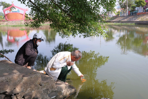TIỄN ÔNG TÁO VỀ TRỜI -  NÉT ĐẸP THẢ CÁ CHÉP BÊN HỒ THƯ VIỆN TRẢNG BOM