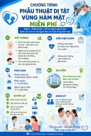 CHƯƠNG TRÌNH PHẪU THUẬT DỊ TẬT VÙNG HÀM MẶT MIỄN PHÍ