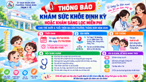 THÔNG BÁO KHÁM SỨC KHỎE ĐỊNH KỲ, KHÁM SÀNG LỌC MIỄN PHÍ CHO TRẺ DƯỚI 6 TUỔI
