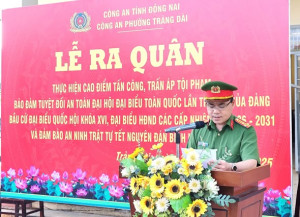 Công an phường Trảng Dài tổ chức Lễ ra quân cao điểm tấn công, trấn áp tội phạm bảo đảm an toàn các sự kiện chính trị quan trọng năm 2026