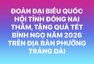 ĐOÀN ĐẠI BIỂU QUỐC HỘI TỈNH ĐỒNG NAI THĂM, TẶNG QUÀ TẾT BÍNH NGỌ NĂM 2026 TẠI PHƯỜNG TRẢNG DÀI