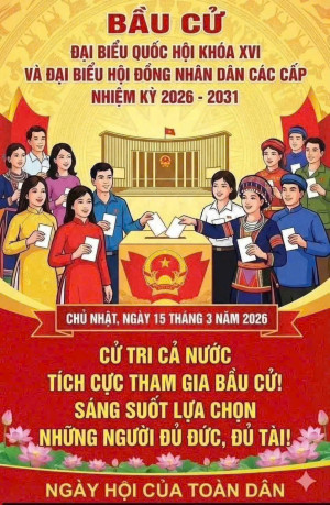 Ngày 15/3/2026 (Chủ Nhật), cử tri cả nước tham gia bầu cử đại biểu Quốc hội khóa XVI và HĐND các cấp nhiệm kỳ 2026–2031