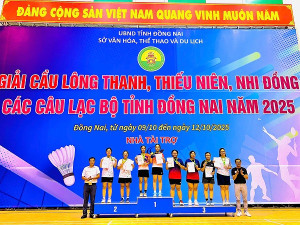 Câu lạc bộ xã Trị An giành hạng Nhì toàn đoàn tại Giải Cầu lông thanh, thiếu niên, nhi đồng các CLB tỉnh Đồng Nai năm 2025
