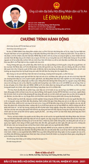 Chương trình hành động của ứng cử viên Lê Đình Minh đơn vị bầu cử số 5