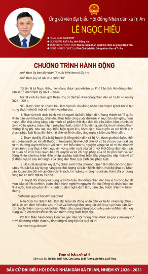 Chương trình hành động của ứng cử viên Lê Ngọc Hiếu đơn vị bầu cử số 5