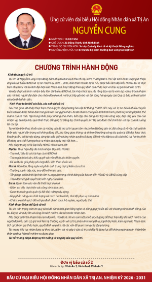 Chương trình hành động của ứng cử viên Nguyễn Cung đơn vị bầu cử số 2