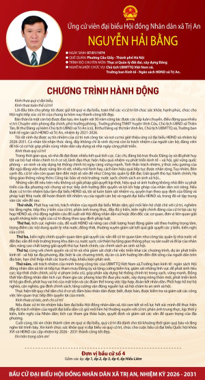 Chương trình hành động của ứng cử viên Nguyễn Hải Bằng đơn vị bầu cử số 4
