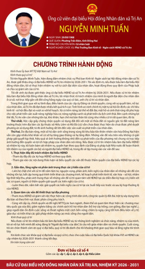 Chương trình hành động của ứng cử viên Nguyễn Minh Tuấn đơn vị bầu cử số 4