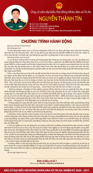 Chương trình hành động của ứng cử viên Nguyễn Thành Tín đơn vị bầu cử số 1