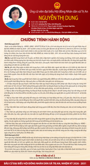 Chương trình hành động của ứng cử viên Nguyễn Thị Dung đơn vị bầu cử số 2