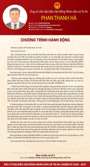 Chương trình hành động của ứng cử viên Phan Thanh Hà đơn vị bầu cử số 5