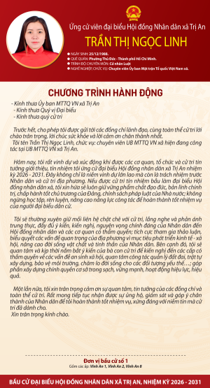 Chương trình hành động của ứng cử viên Trần Thị Ngọc Linh đơn vị bầu cử số 1
