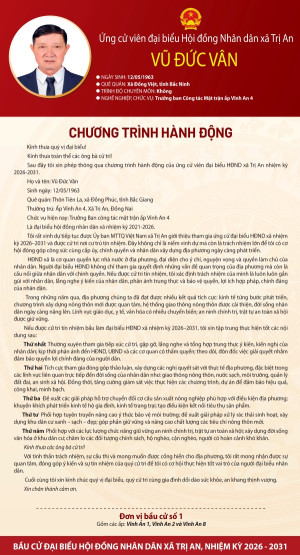 Chương trình hành động của ứng cử viên Vũ Đức Vân đơn vị bầu cử số 1