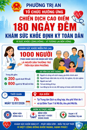 PHƯỜNG TRỊ AN TỔ CHỨC LỄ RA QUÂN HƯỞNG ỨNG CHIẾN DỊCH CAO ĐIỂM 180 NGÀY ĐÊM KHÁM SỨC KHỎE ĐỊNH KỲ TOÀN DÂN