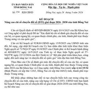 ĐỒNG NAI QUYẾT TÂM NÂNG CAO CHỈ SỐ CHUYỂN ĐỔI SỐ (DTI) GIAI ĐOẠN 2026–2030: TẠO ĐỘT PHÁ TRONG XÂY DỰNG CHÍNH QUYỀN SỐ, KINH TẾ SỐ, XÃ HỘI SỐ