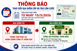 Đồng Nai: Thay đổi địa điểm tiếp nhận hồ sơ cấp và trả căn...