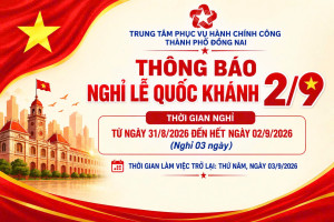 Đồng Nai: Thông báo thời gian nghỉ lễ Quốc khánh 2/9 năm...