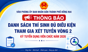 DANH SÁCH THÍ SINH ĐỦ ĐIỀU KIỆN XÉT TUYỂN VÒNG 2 KỲ TUYỂN DỤNG VIÊN CHỨC NĂM 2026