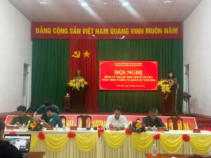 Hội đồng Nghĩa vụ quân sự xã tổ chức Hội nghị bình cử thanh niên trúng tuyển thực hiện nghĩa vụ quân sự năm 2026