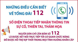 TỔNG ĐÀI 112 - Tổng đài khẩn cấp quốc gia - Số điện thoại tiếp nhận thông tin và nội dung thông tin về sự cố, thiên tai, thảm họa
