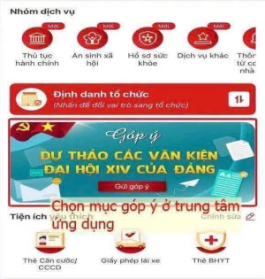 HƯỚNG DẪN ĐÓNG GÓP Ý KIẾN DỰ THẢO CÁC VĂN KIỆN ĐẠI HỘI XIV CỦA ĐẢNG TRÊN ỨNG DỤNG VNeID